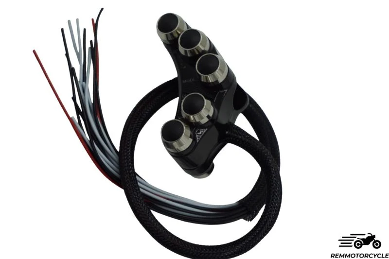 Commodo moto racing FULL aluminium 7 boutons Noir ou Silver