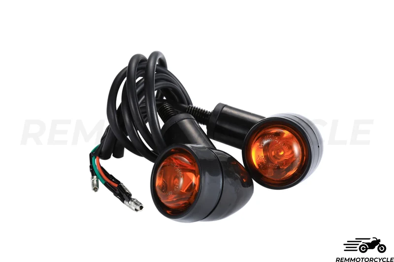Paire de Clignotants LED Noir Orange Homologué