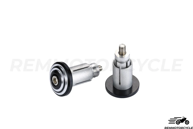 Embouts de guidon Aluminium Rond CNC Noir et Argent