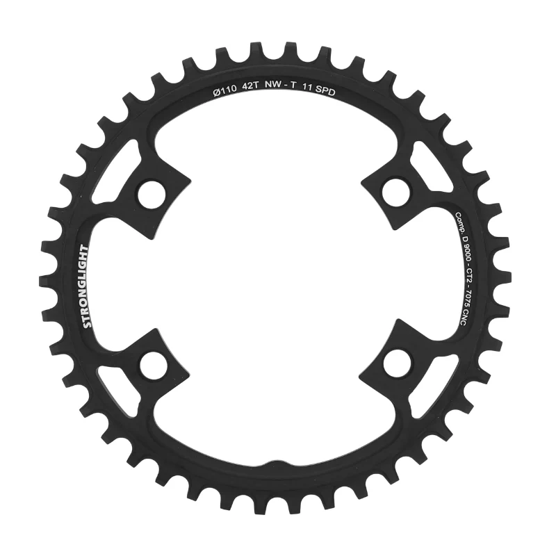 Plateau Gravel 4 branches Ø 110 Pour Shimano Ultegra 6800 Stronglight Ct2 42 dents Mono Noir Compatible Dura-Ace 9000 - 105 5800 11V. Narrow Wide