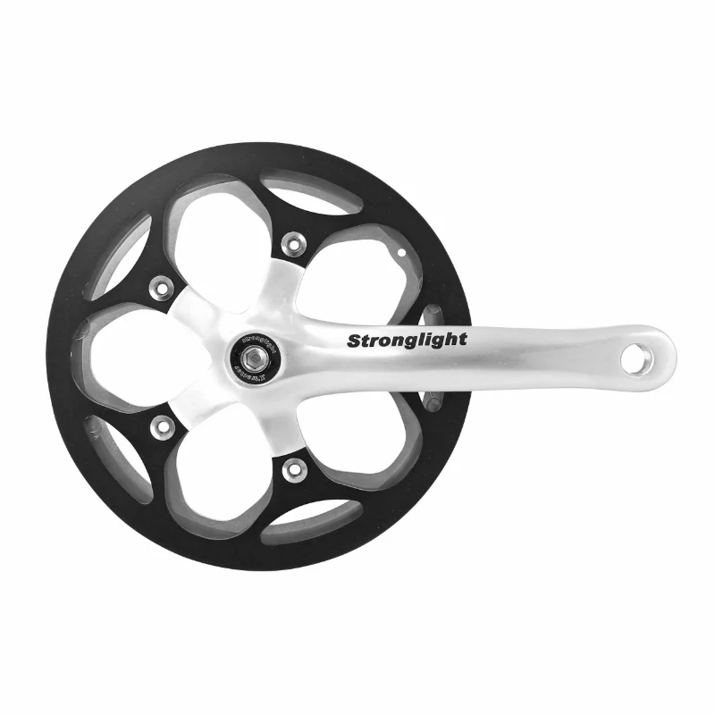 Pédalier City Stronglight 8V. Impact R Argent 170 mm 46 dents Avec Carter Pour Transmission Sans Tendeur De Chaîne Pour Moyeux Vitesses Integrees (Axe Carré 127 mm)