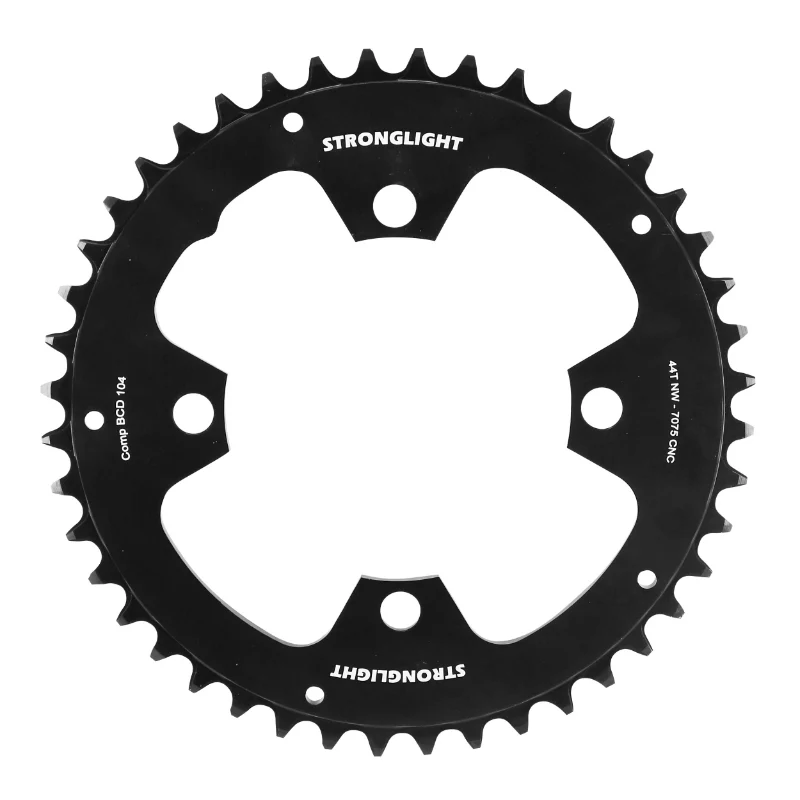 Plateau VAE-E-Bike 4 branches Ø 104 Pour Bosch Stronglight -4- 44 dents Mono Noir Alu 7075 (Pour Systeme 4Ème Generation) Compatible Avec Spider Ref 181118 Technologie Narrow Wide