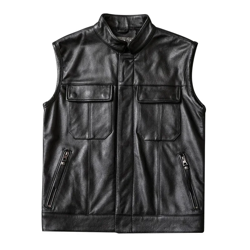 Gilet biker en cuir type SOA