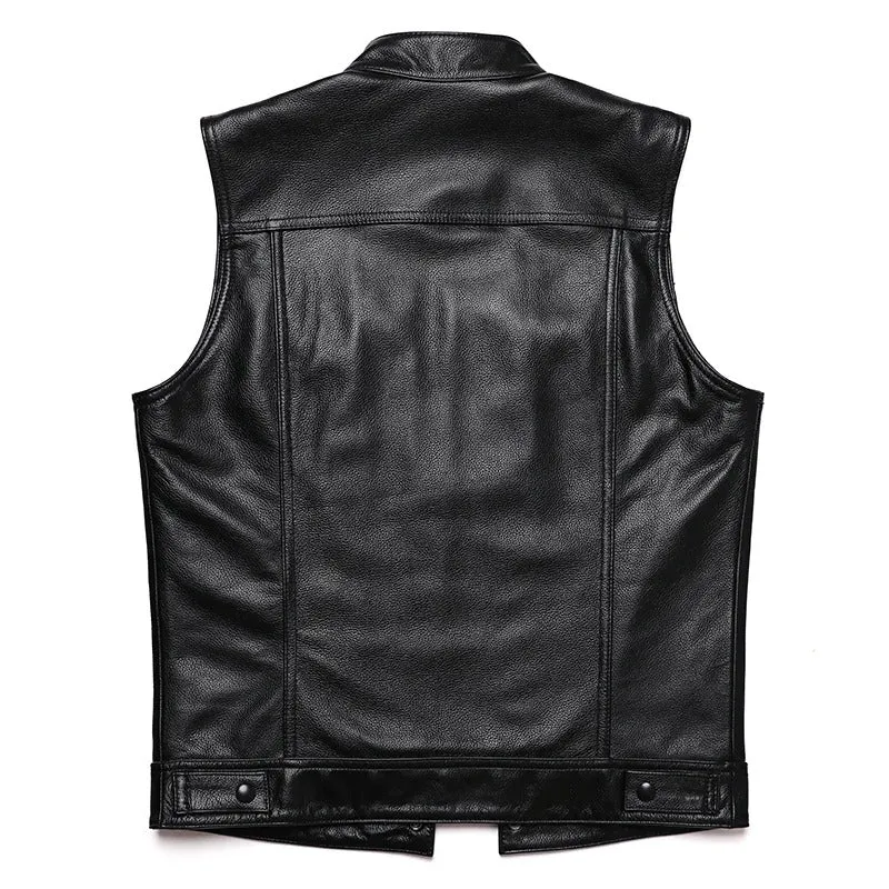 Gilet biker en cuir type SOA