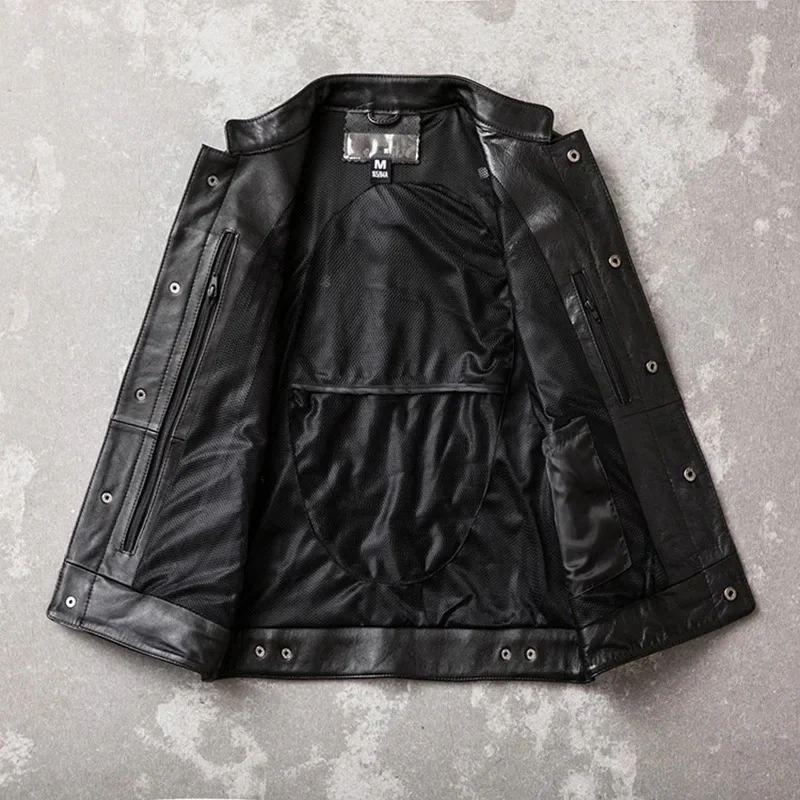 Gilet biker en cuir type SOA
