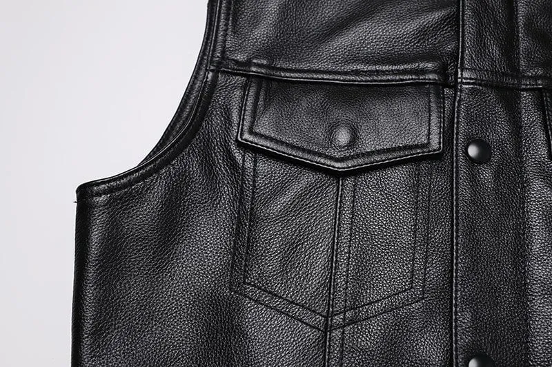 Gilet biker en cuir type SOA