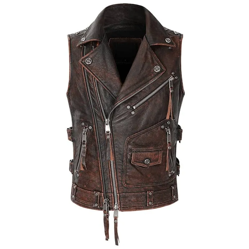 Gilet cuir biker - Ride free