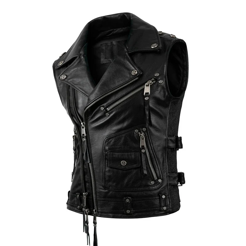 Gilet cuir biker - Ride free