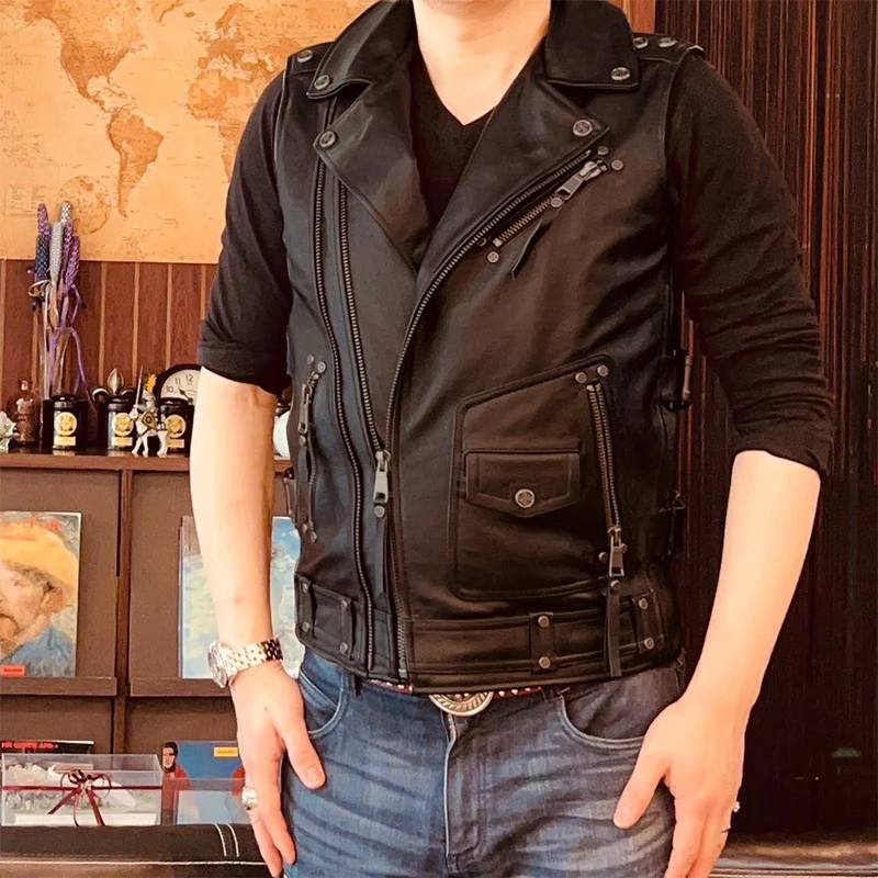 Gilet cuir biker - Ride free