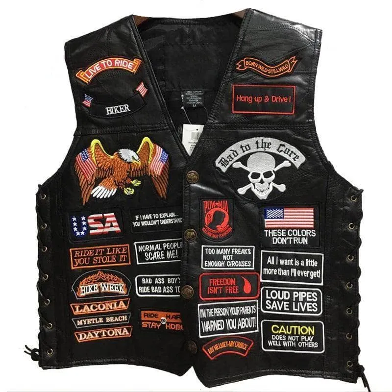 Gilet cuir biker - Live to ride