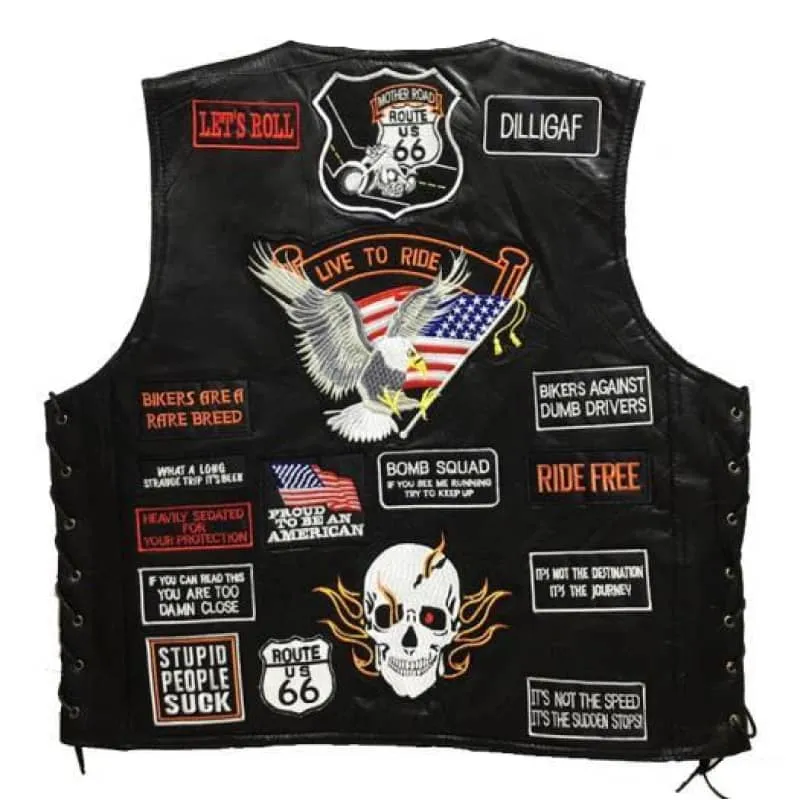 Gilet cuir biker - Live to ride