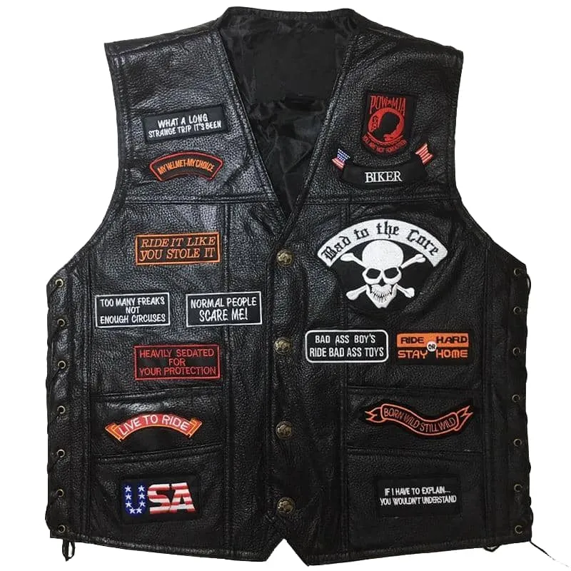 Gilet cuir biker - Live to ride