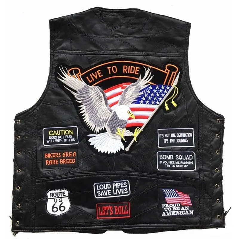 Gilet cuir biker - Live to ride