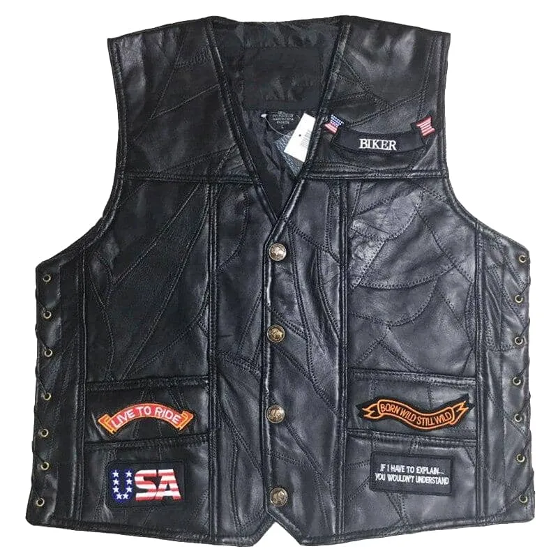 Gilet cuir biker - Live to ride