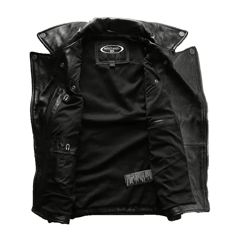 Gilet cuir biker - Harley angel road