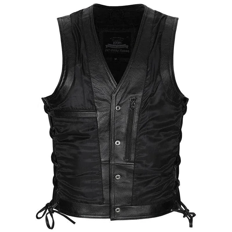 Gilet cuir biker - Live fast