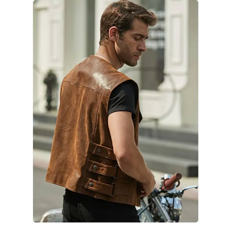 Gilet cuir biker - Arnold