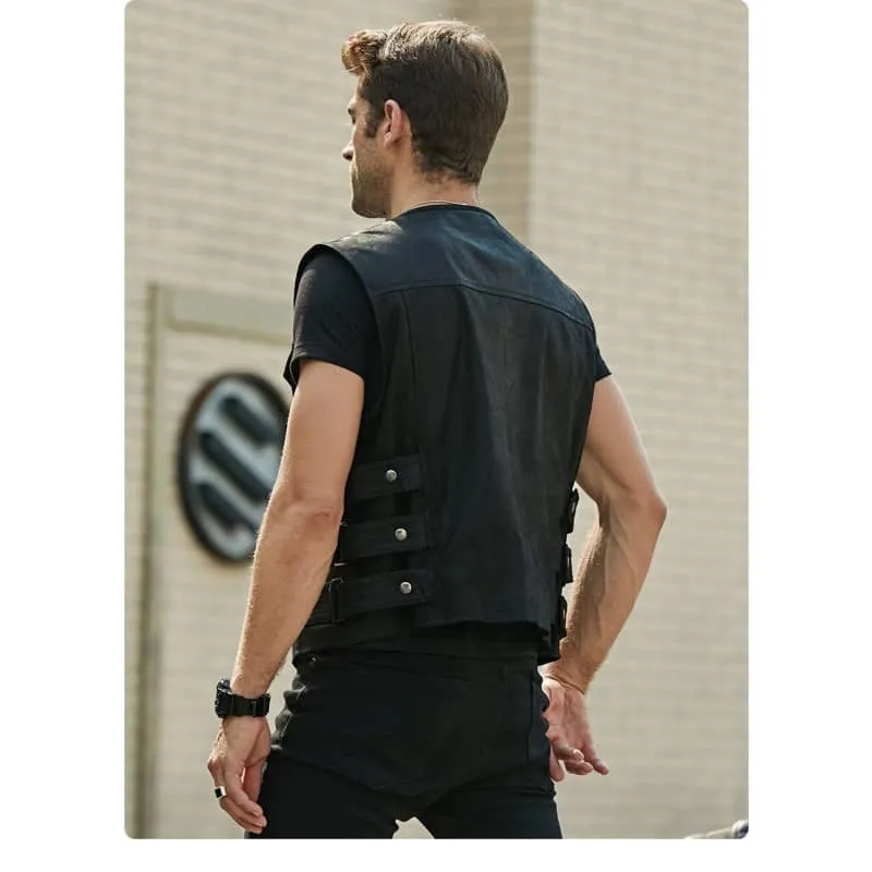 Gilet cuir biker - Arnold