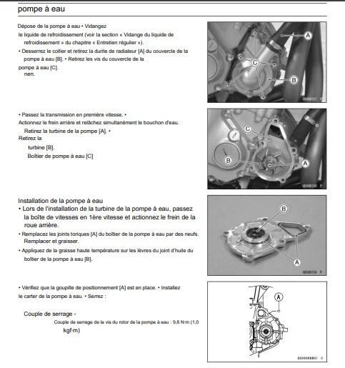Manuel d'atelier Kawasaki ER 6 2005 pdf en français