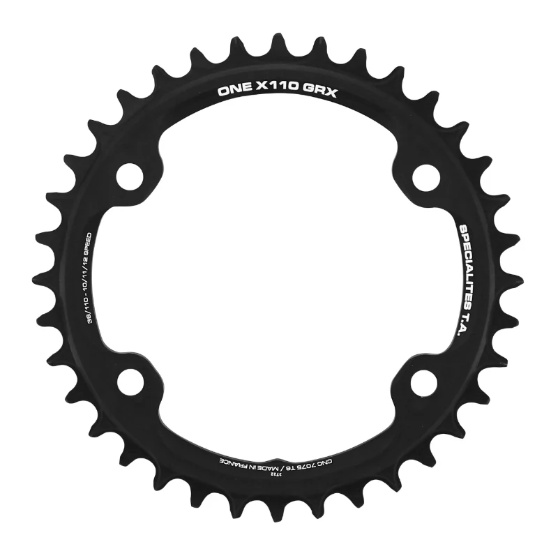 Plateau Gravel 4 branches Ø 110 Pour Shimano Grx Mono Ta X110 One 36 dents Compatible Rx600-Rx810 Noir 10-11V.