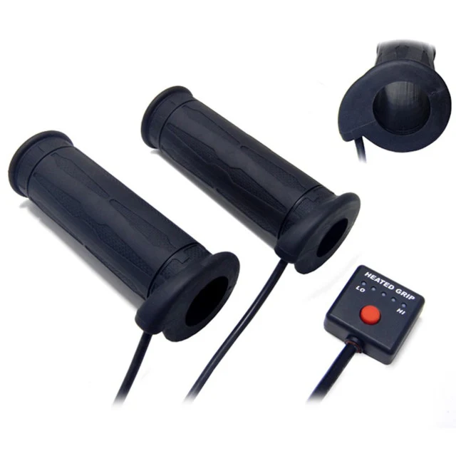 Puños calefactables 7/8" + 1" con interruptor externo L.130mm Koso - negro