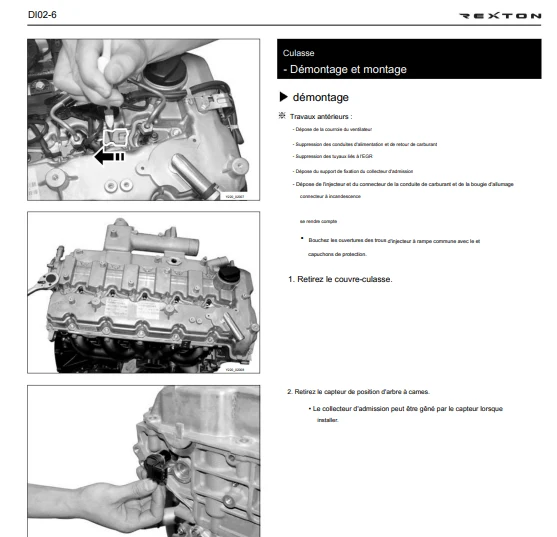 Manuel d'atelier Ssangyong Rexton 2001 2006 français