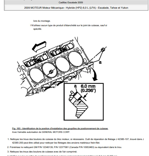 Manuel d’atelier Cadillac Escalade 2009 français