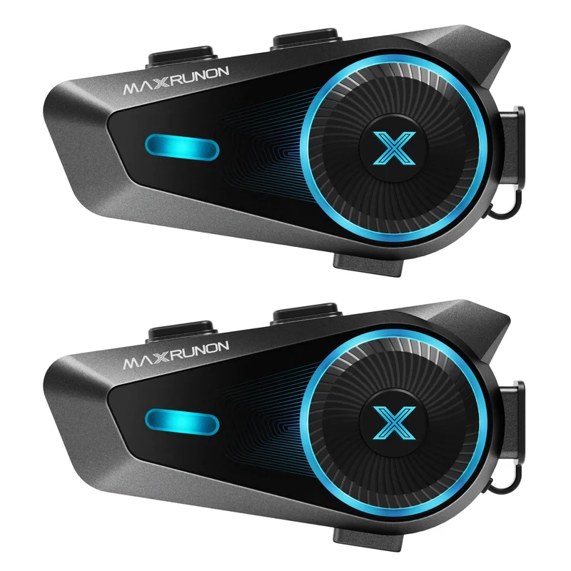 MAXRUNON D10 Motorcycle Bluetooth Intercom Helmet Headset 4 Riders Moto Group Interphone App AI Voice Control ENC IPX7 FM BT5.4