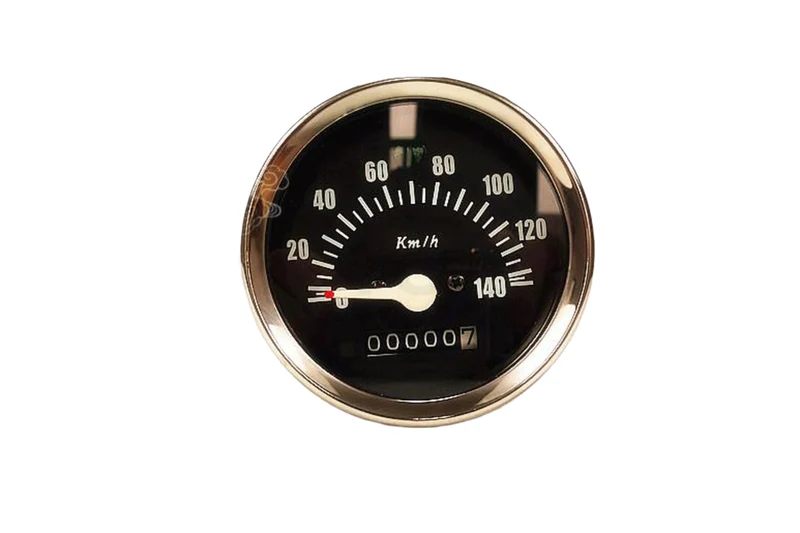 Compteur Km/h Noir Cercle chrome 8.5 cm