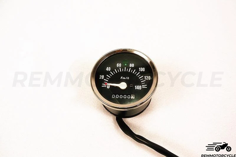 Compteur Km/h Noir Cercle chrome 8.5 cm