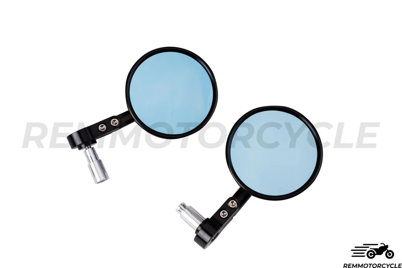 Rétroviseurs Bout de Guidon Noir Rond CNC Homologués