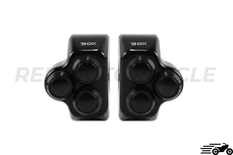 Commodo moto 4 boutons BOX Noir (paire)