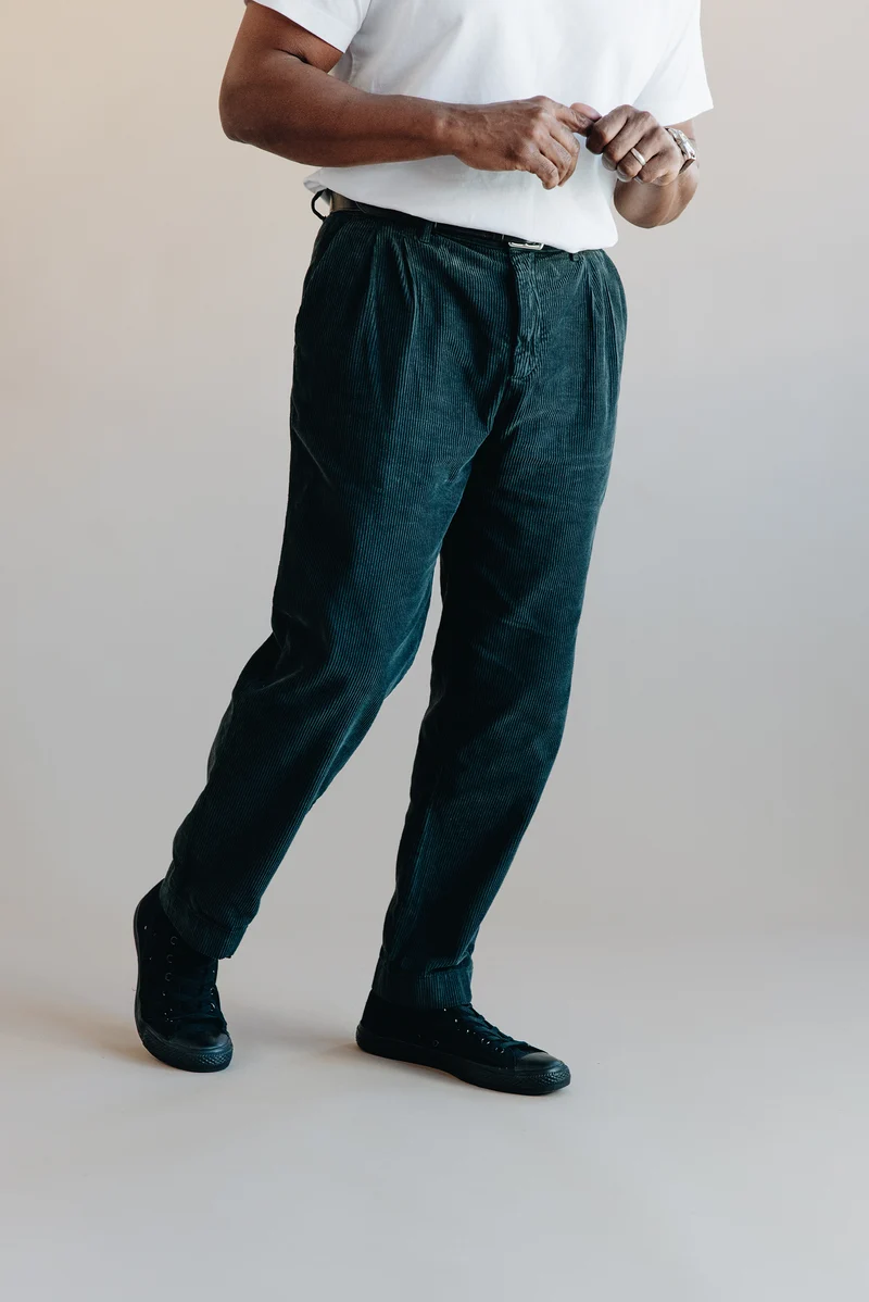 Cord Double Pleated Pant