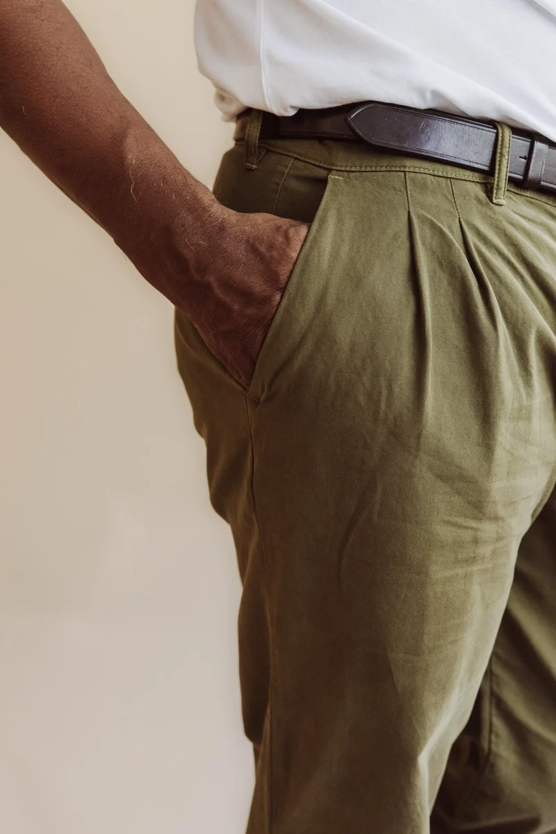 Organic Twill Double Pleated Pant