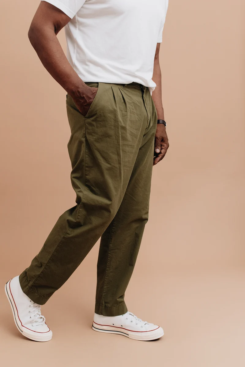Organic Twill Double Pleated Pant