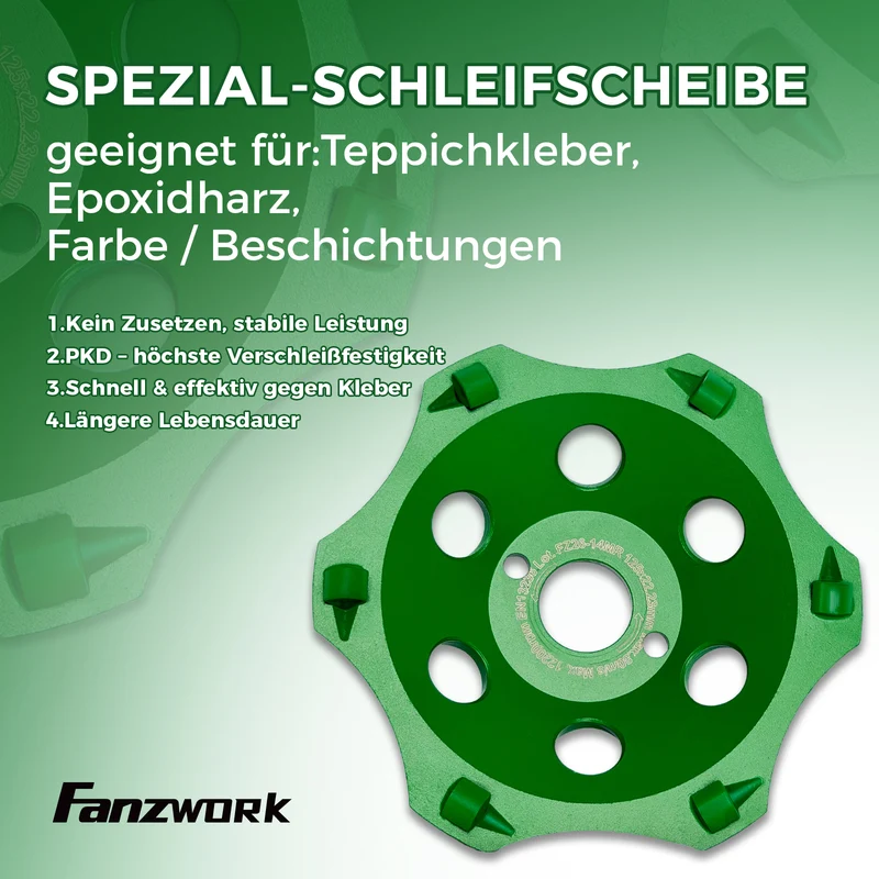 FANZWORK PKD Diamant Schleiftopf 125mm für Winkelschleifer, Betonschleifer