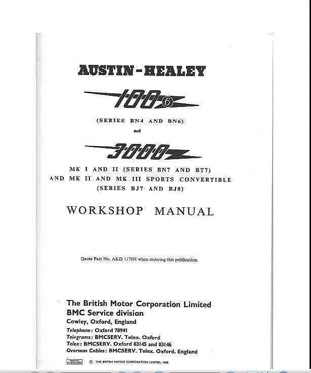 Manuels d'atelier Austin Healey 3000 en français