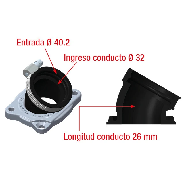 Tobera de admisión Minarelli AM6 d.40mm 360º Malossi