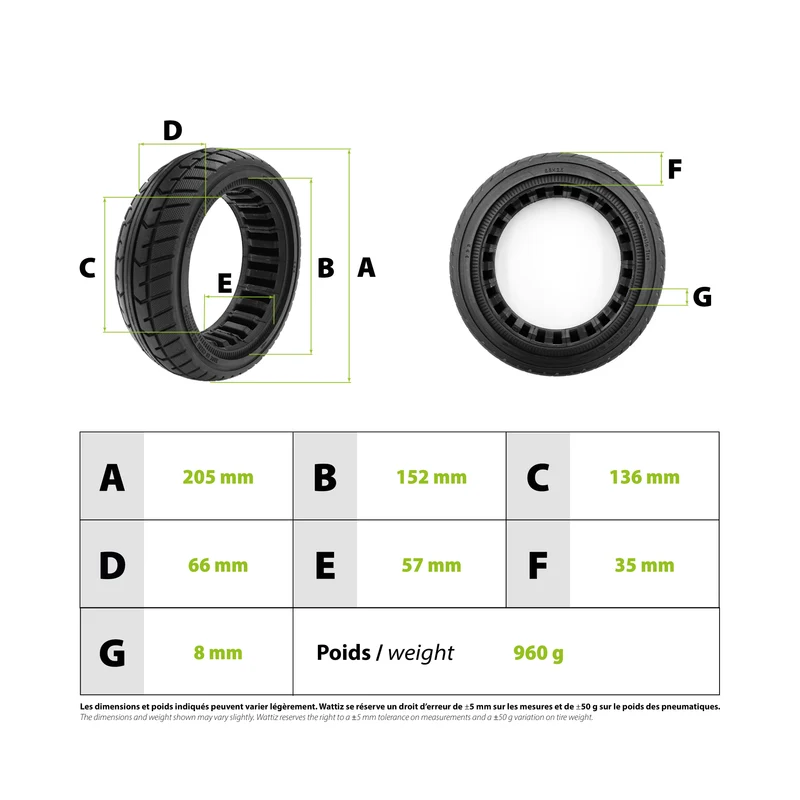 Pneu Plein Dualtron Mini Pop Togo Gomme Tendre