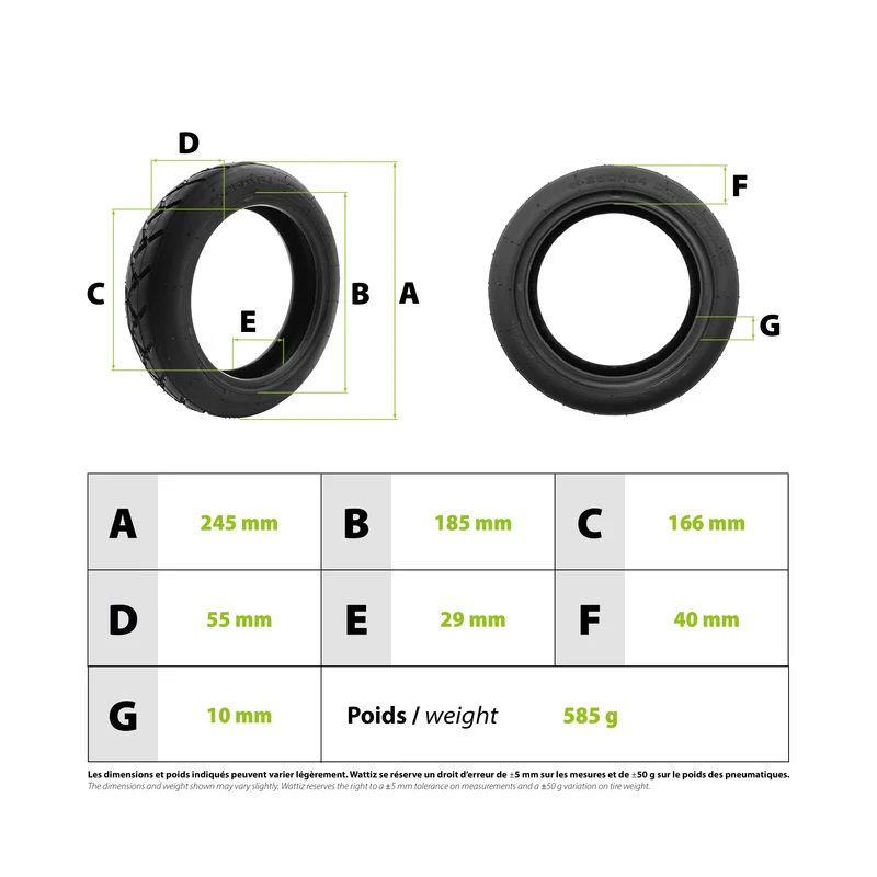 Pneu 250x54 tubeless Xiaomi Scooter 4