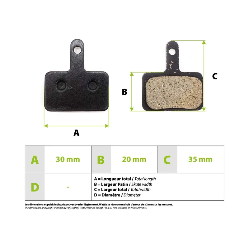 Plaquettes de frein Shimano B01S Kaabo Mantis Zoom 30mm Semi-Metallique