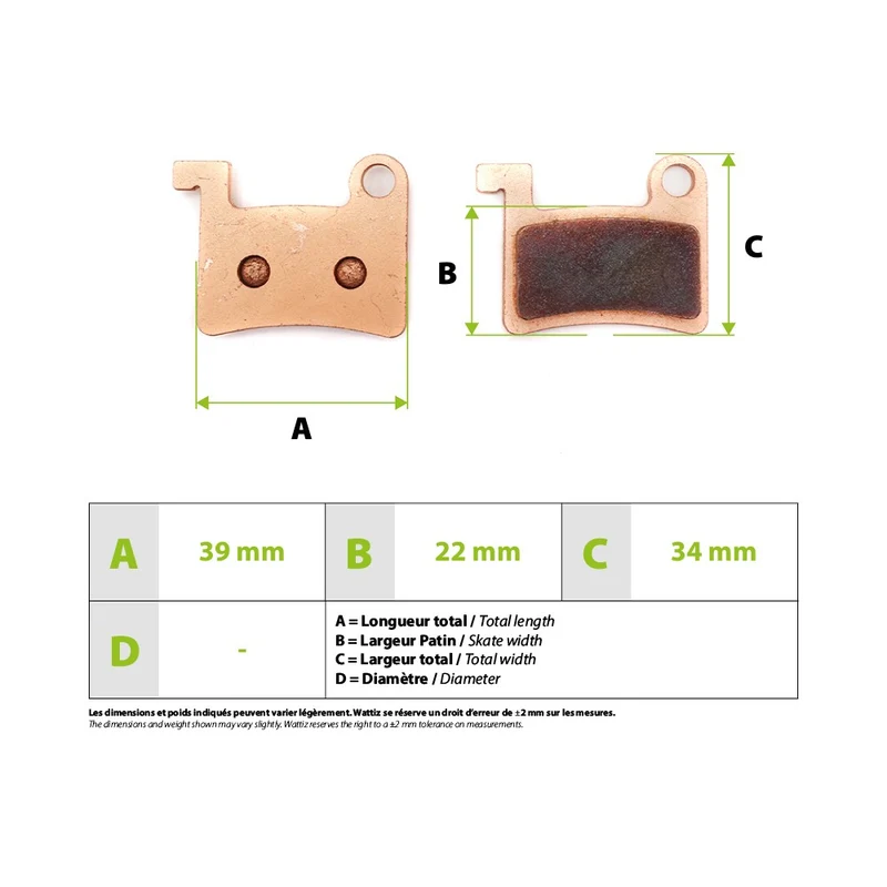 Plaquettes de freins metal fritté Dyisland