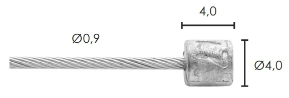 50 câble Elvedes Superflex 2500mm 49 fils inox Slick Ø0,9mm tête N Ø4x4mm
