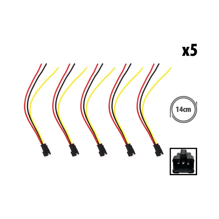 Prise JST 3 pin avec câble mâle x5