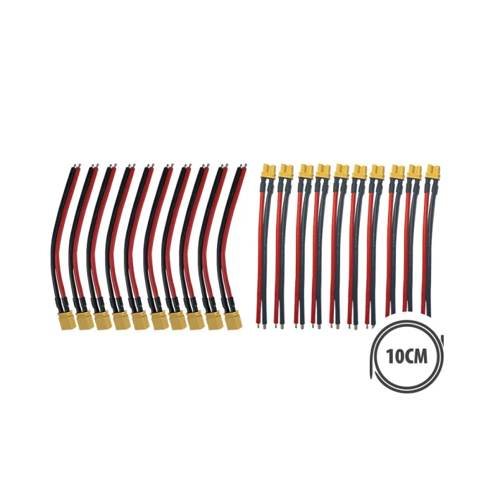 Pack Prises XT30 Avec Cables X10 males + X10 femelles