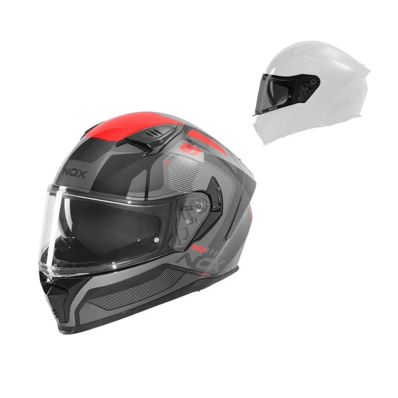 Casque intégral - N402 Mentor noir rouge brillant