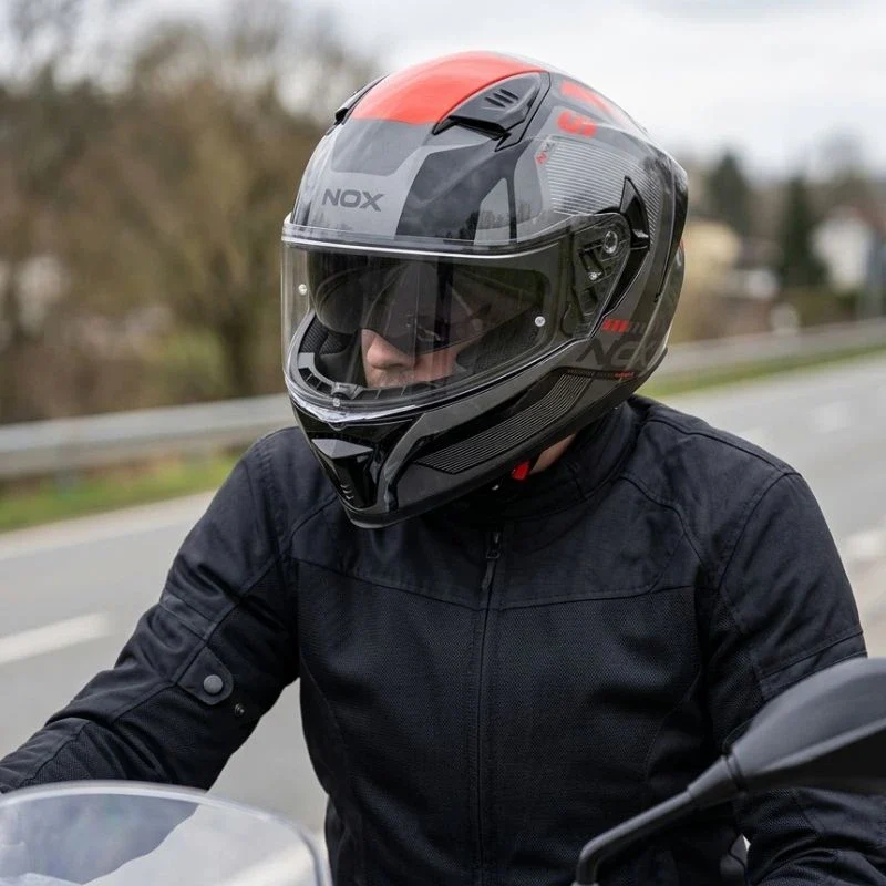 Casque intégral - N402 Mentor noir rouge brillant