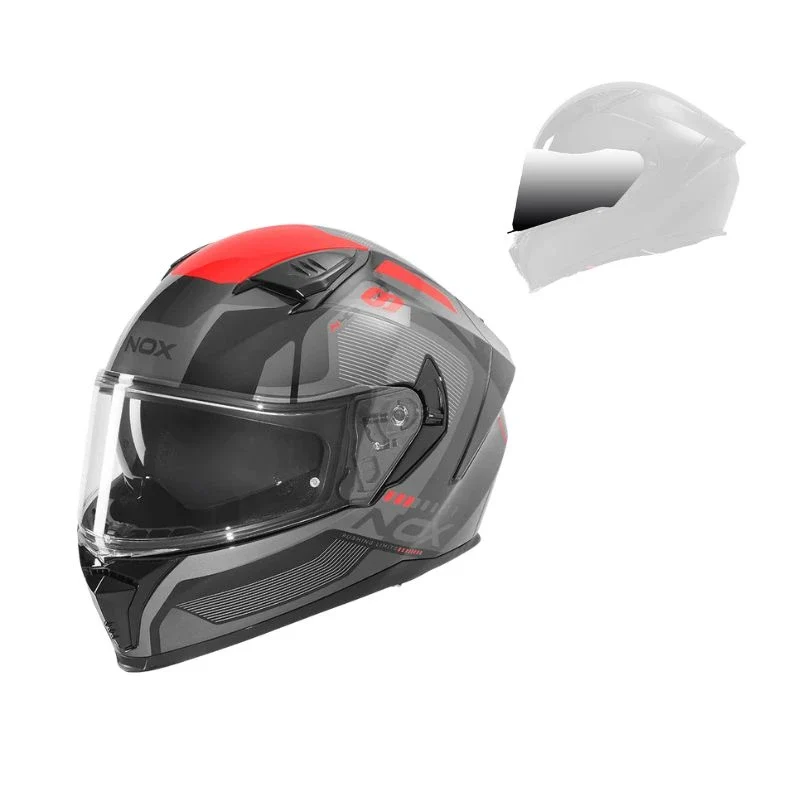 Casque intégral - N402 Mentor noir rouge brillant