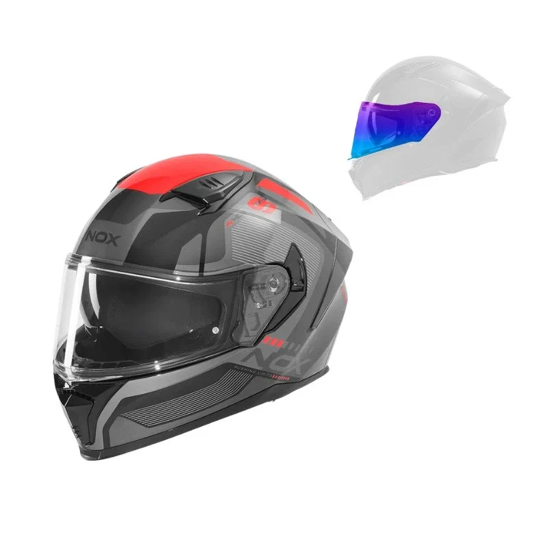 Casque intégral - N402 Mentor noir rouge brillant
