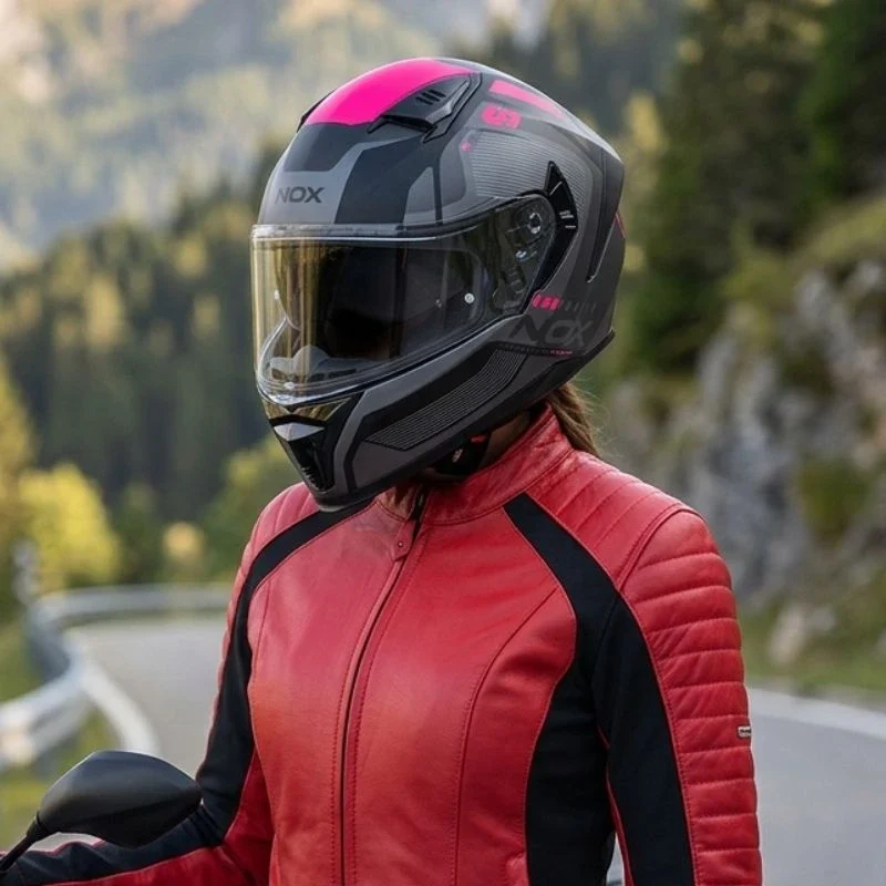 Casque intégral femme - N402 Mentor noir rose brillant